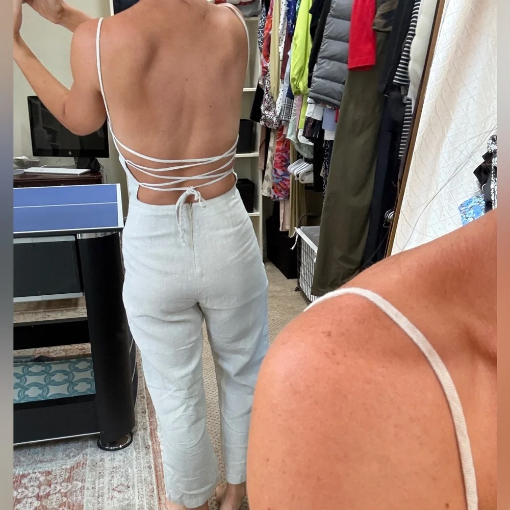 Reformation Huntington Jumpsuit in Oatmeal size 6 NWT